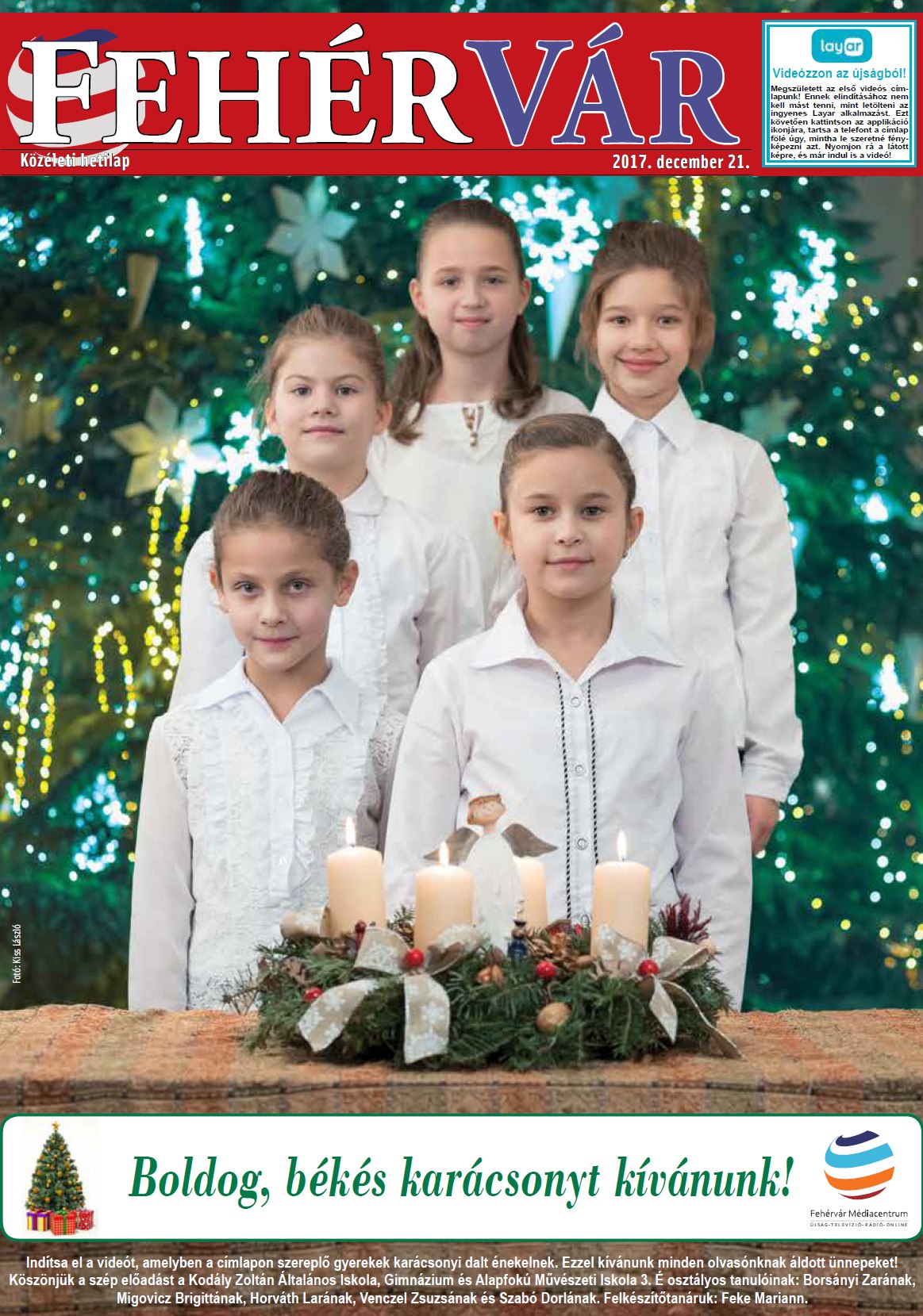 Videó az újságban? - gyerekek karácsonyi éneke a címlapon